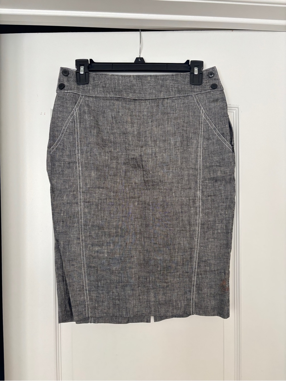 bebe Gray Pencil Skirt with Contrast Stitching